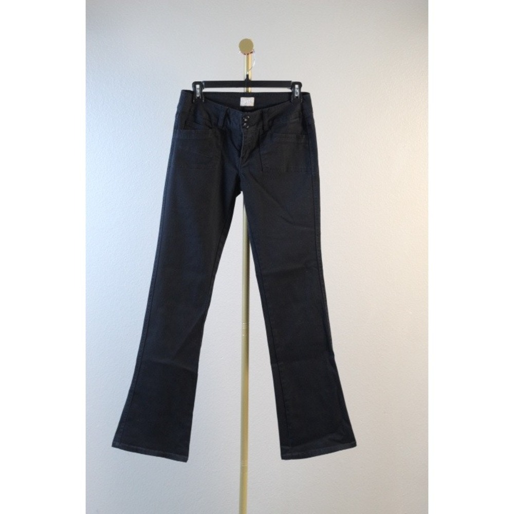 BeBop Womens Black Flare Leg Pants Double Button Low Rise Size 5